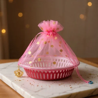 Gift basket with net cover, Dry fruit hamper basket chennai