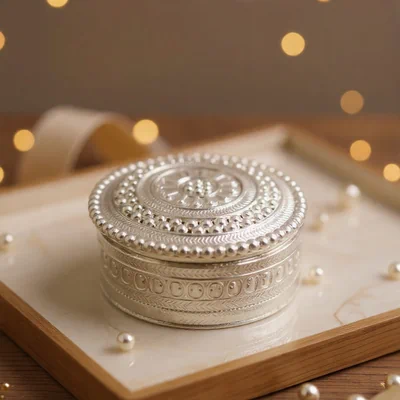  Handcrafted German Silver Pooja Box