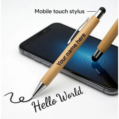 Wooden bamboo pen with stylus bulk corporate gifting Chennai Tidel Park